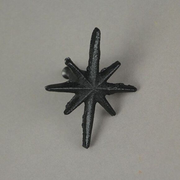 Set of 6 Antique Black Finish Mid Century Modern Starburst Drawer Pulls Knobs - Picture 4 of 6